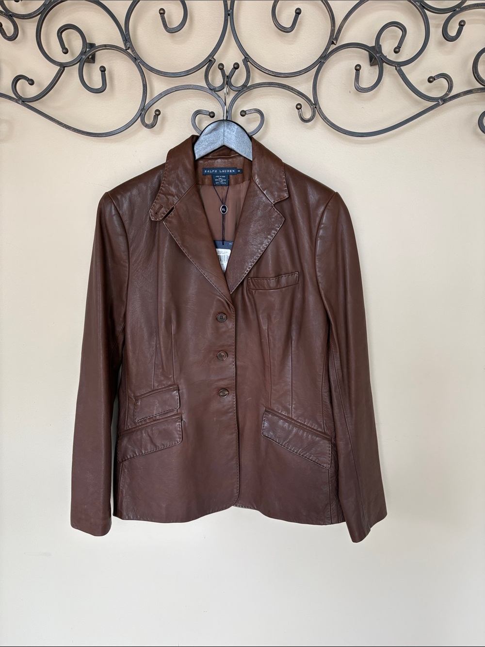Ralph Lauren Chocolate Brown Leather Blazer